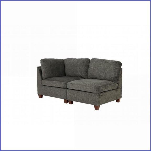 Modular 2-Piece Gray Chenille Sofa Set with Wood Frame for Living Room | Armless | Cushion Back | Gray