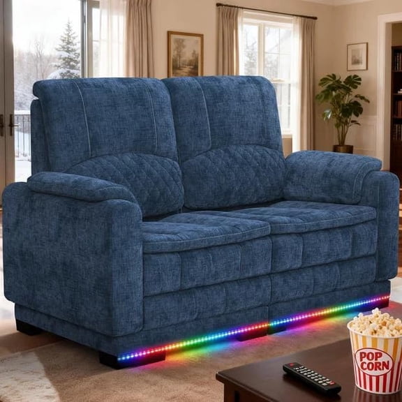 Modular 2-Seater Sectional Sofa with Chaise, Boneless Cloud Couch, Deep Seating & Anti-Sag Support, Space-Saving and Easy Assembly, Blue