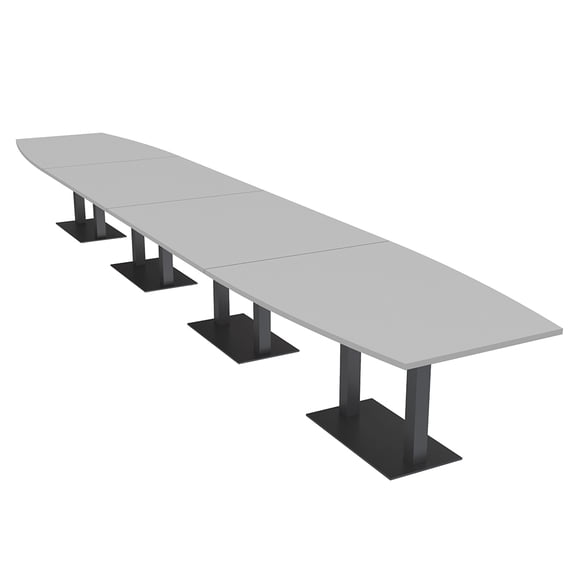Modular 22 Ft Boardroom Table Boat Shaped Black Bases Power And Data