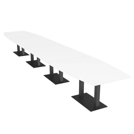 Modular 22 Ft Boardroom Table Boat Shaped Black Bases Power And Data