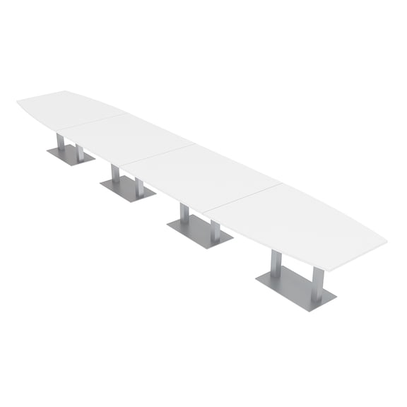 Modular 22 Ft Boardroom Table Boat Shaped Metal Bases Power And Data