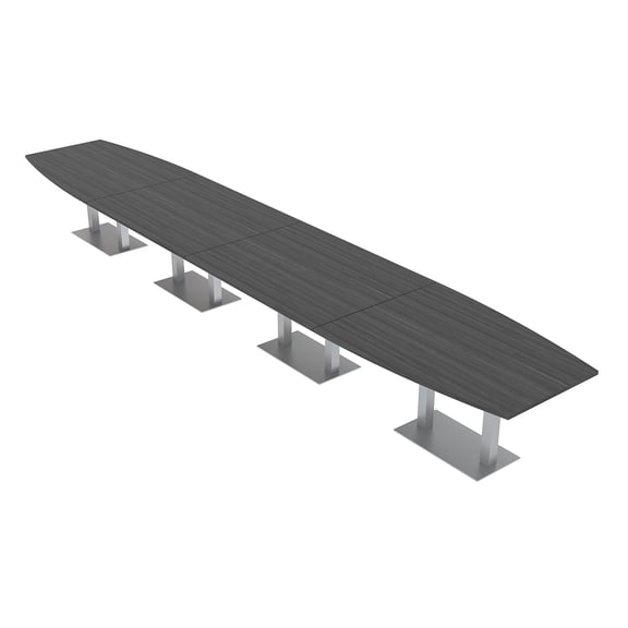 Modular 22 Ft Boardroom Table Boat Shaped Metal Bases Power And Data