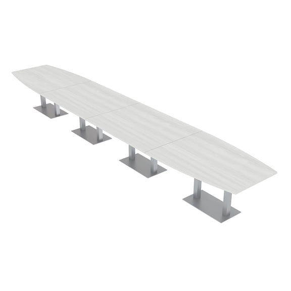 Modular 22 Ft Boardroom Table Boat Shaped Metal Bases Power And Data