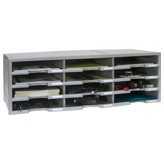 Modular 24-Compartment Literature Organizer, Gray
