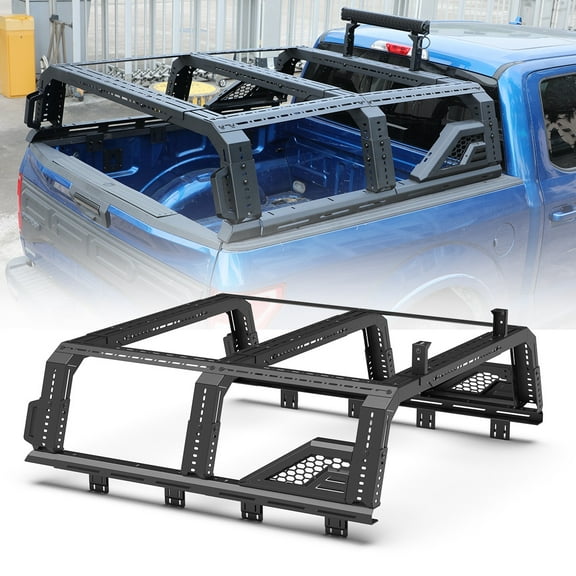 Modular 3 IN 1 Adjustable Full-size Pickup Roll bar Overland Bed Rack For Dodge Ram/Chevy silverado/GMC sierra/Ford/Toyota/Nissan with Side Rail Mounting Bracket