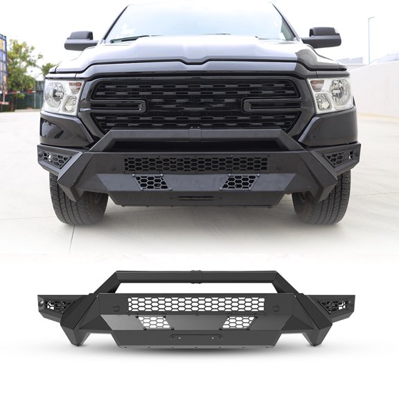 Modular 3 IN 1 Design Steel Front Bumper+Side Wing+Bull Bar For 2019-2024 RAM 1500(Exclude EcoDiesel,Rebel,TRX & Ram 1500 Classic)w/2*4" Pod lights