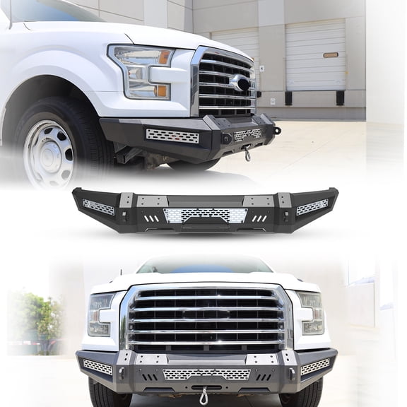 Modular 3 IN 1 Design Steel Front Bumper+Side Wings+Bumper Winch Plate For 2015-2017 Ford F-150(Exclude Raptorw/2*4" Pod Lights