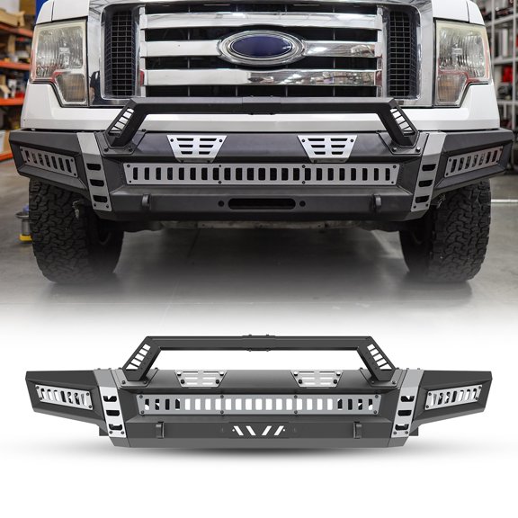 Modular 3 IN 1 Front Bumper+Side Wings+Bull Bar For 2009-2014 Ford F-150 (Excluding raptor) w/2 X 4" pod lights