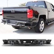 Modular 3-Piece Design Rear Bumper for 2007-2018 Chevy Silverado 1500 w/2*Shackles+2*LED lights,Type 1