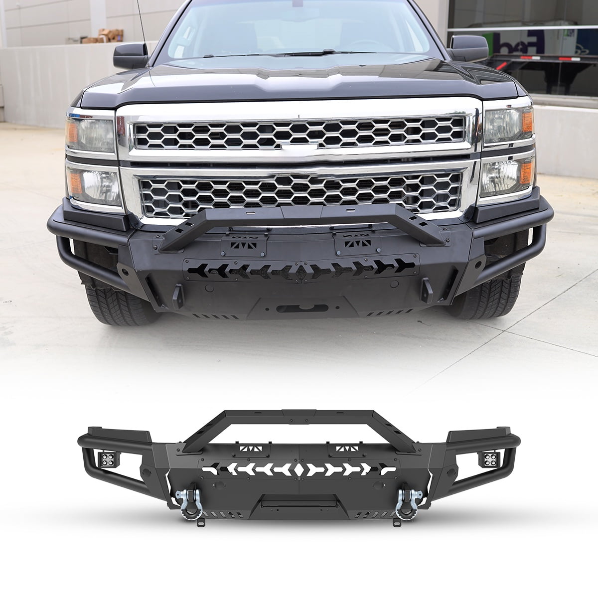Modular 4 IN 1 Design Steel Front Bumper+Side Wing+Bull Bar+Winch Plate ...