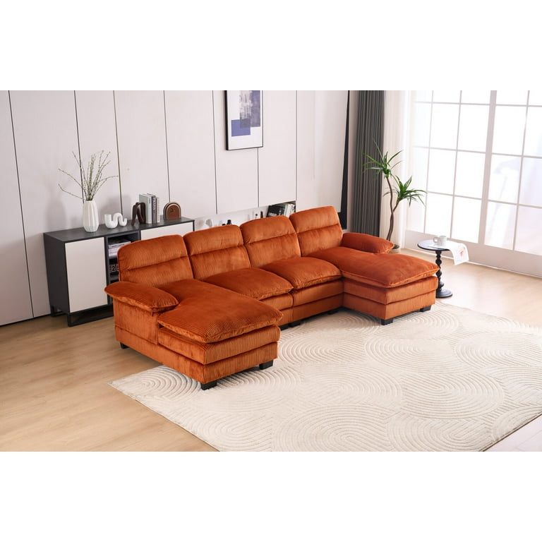 Modular 4-Seat Sofa Coush, Modern U-Shaped Sofa with 2 Chaise
