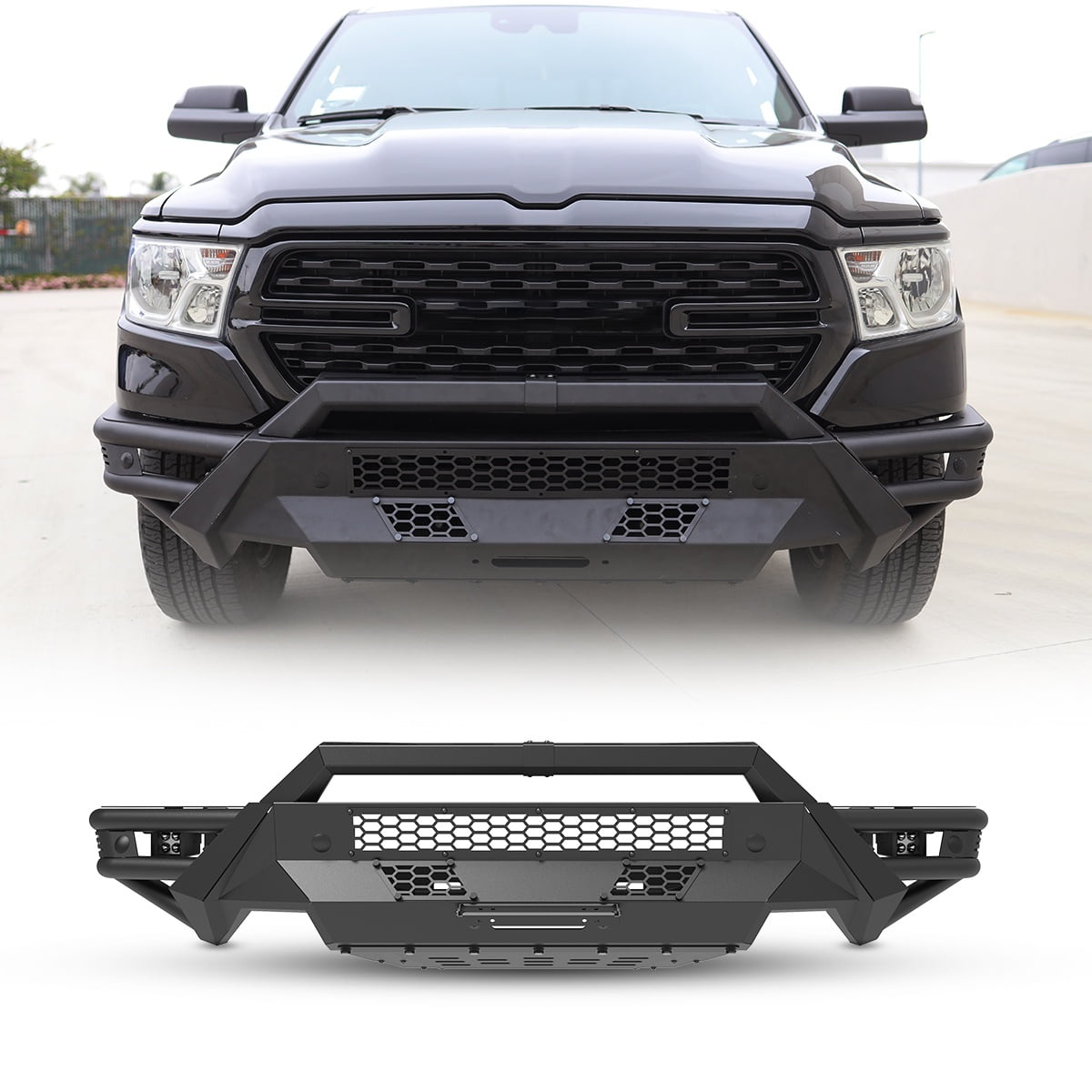 Modular 5 IN 1 Design Steel Front Bumper+Side Wing+Bull Bar+Skid Plate ...