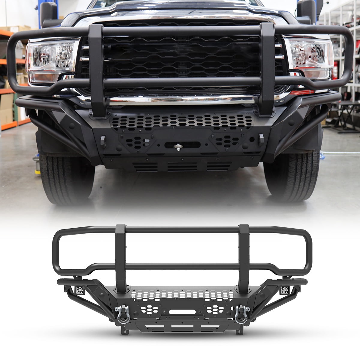 Modular 5 IN 1 Front Bumper + Side Wings+ Bull Bar+Skid Plate+Winch ...