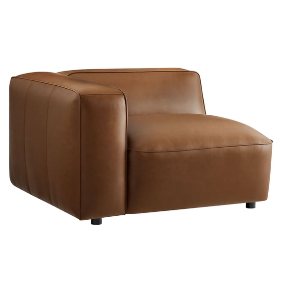 Modular Armchair, Brown, Faux Leather, Living Room Lounge Cafe Lobby Hospitality Restaurant, Modern Contemporary, HB37661