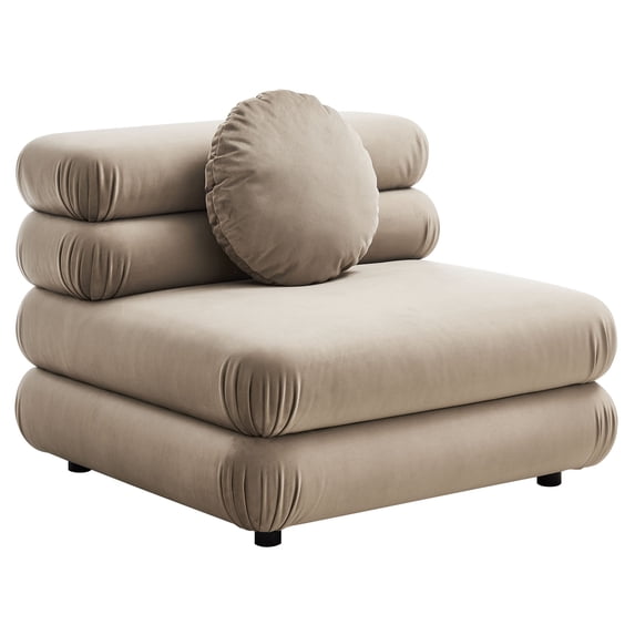 Modular Armless Chair, Tufted, Brown, Velvet, Living Room Lounge Cafe Lobby Hospitality Restaurant, Modern Contemporary, HB37183