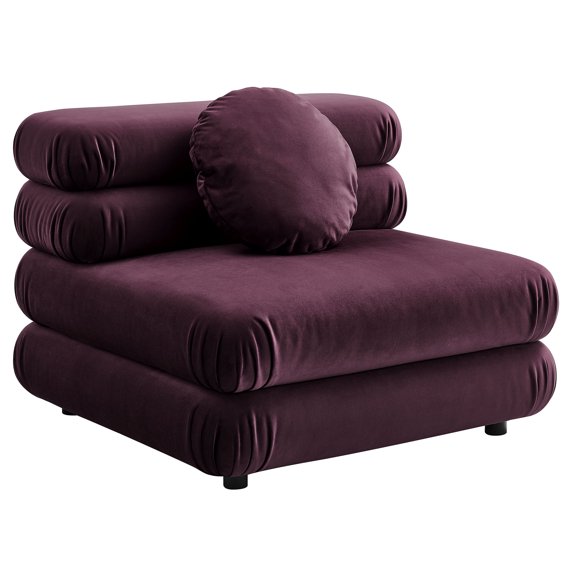 Modular Armless Chair, Tufted, Red, Velvet, Living Room Lounge Cafe Lobby Hospitality Restaurant, Modern Contemporary, HB37182