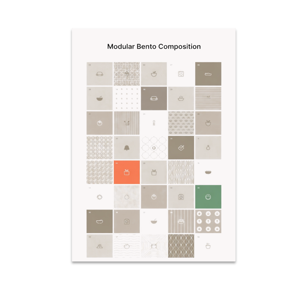 Modular Bento Composition Wall Art - Modern Design Enthusiast - 13x19 Poster Print