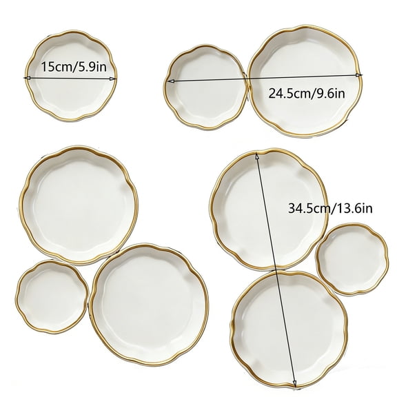 Modular Bowl Set with Connecting Compartments - Food - Grade Metal Appetizer Serving Tray for Parties and Gatherings, Versatile Snack Storage Solution, Space - Saving Design,White