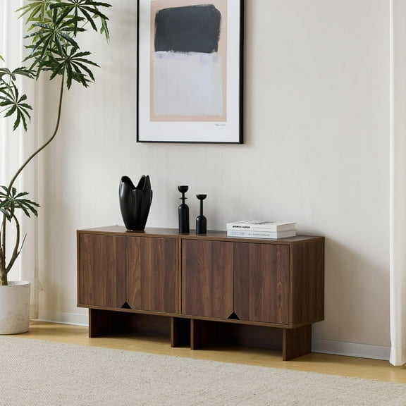 Modular Buffet Cabinet with Storage, Sideboard Credenza with Adjustable Shelves, Modern Sideboard Buffet Cabinet with 2 Boards for Living Room, Kitchen, Dining Room Entryway, Bedroom