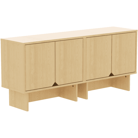 Modular Buffet Cabinet & TV Stand with Adjustable Storage Shelves, Multifunctional Sideboard Credenza for Living Room, Kitchen, Dining Room & Bedroom,Natural,2 pieces