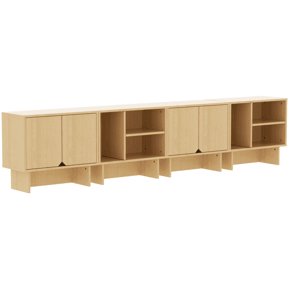 Modular Buffet Cabinet & TV Stand with Adjustable Storage Shelves, Multifunctional Sideboard Credenza for Living Room, Kitchen, Dining Room & Bedroom,Natural,4 pieces
