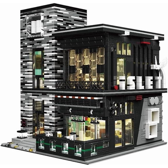 Islet Pub & Restaurant Modular Building Set with LED Lighting, 3,992 Pieces, Modern Corner Bar & Restaurant, Compatible with Major Brick Brands