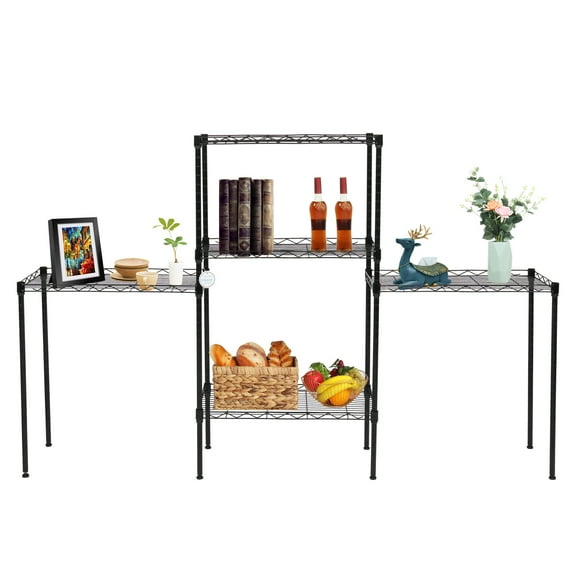Modular Carbon Steel Storage Rack 21"W - 551LBS Capacity Adjustable Shelving Unit w/ Leveling Feet, Garage Pantry Organizer for Floor Standing (Black)