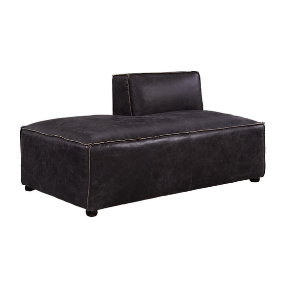 Modular Chaise with Top Grain Leather Fabric, Gray