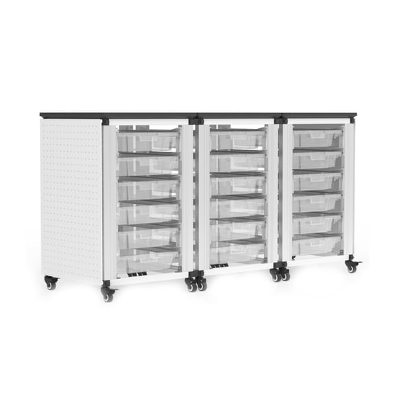 Modular Classroom Storage Cabinet - 3 side-by-side modules with 18 small bins