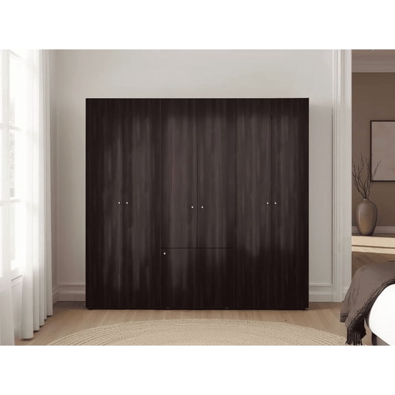 Modular Closet Storage Set 3-Piece 66.9" H with Hanging Rod & Shelves Dark Walnut