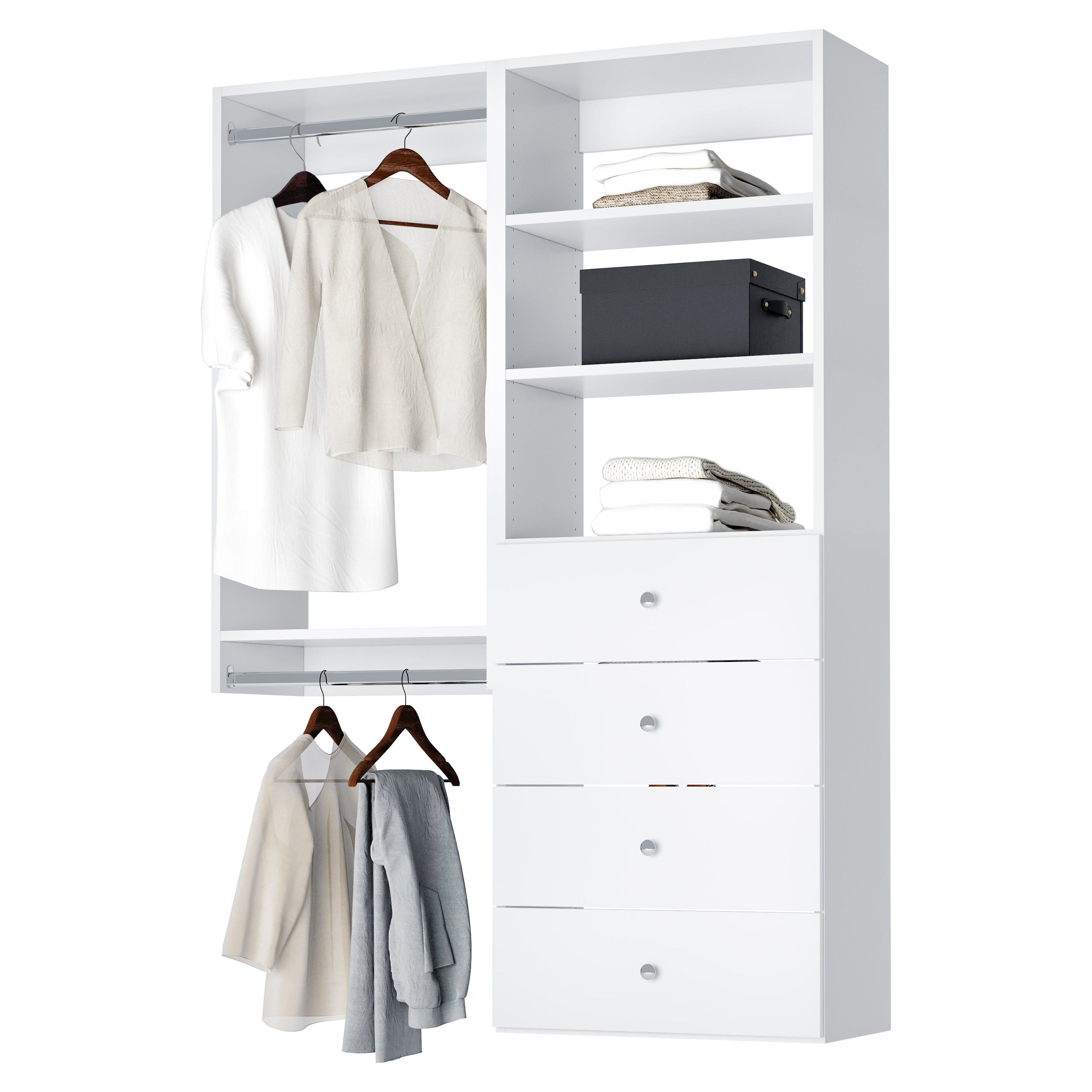 Modular Closet System Hanging Closet Organizer with Drawers for Clothes A Clothes Organizer for Complete Closet Storage and Closet Organization For 63 Closet White in Nepal at NPR 0 Rating 5