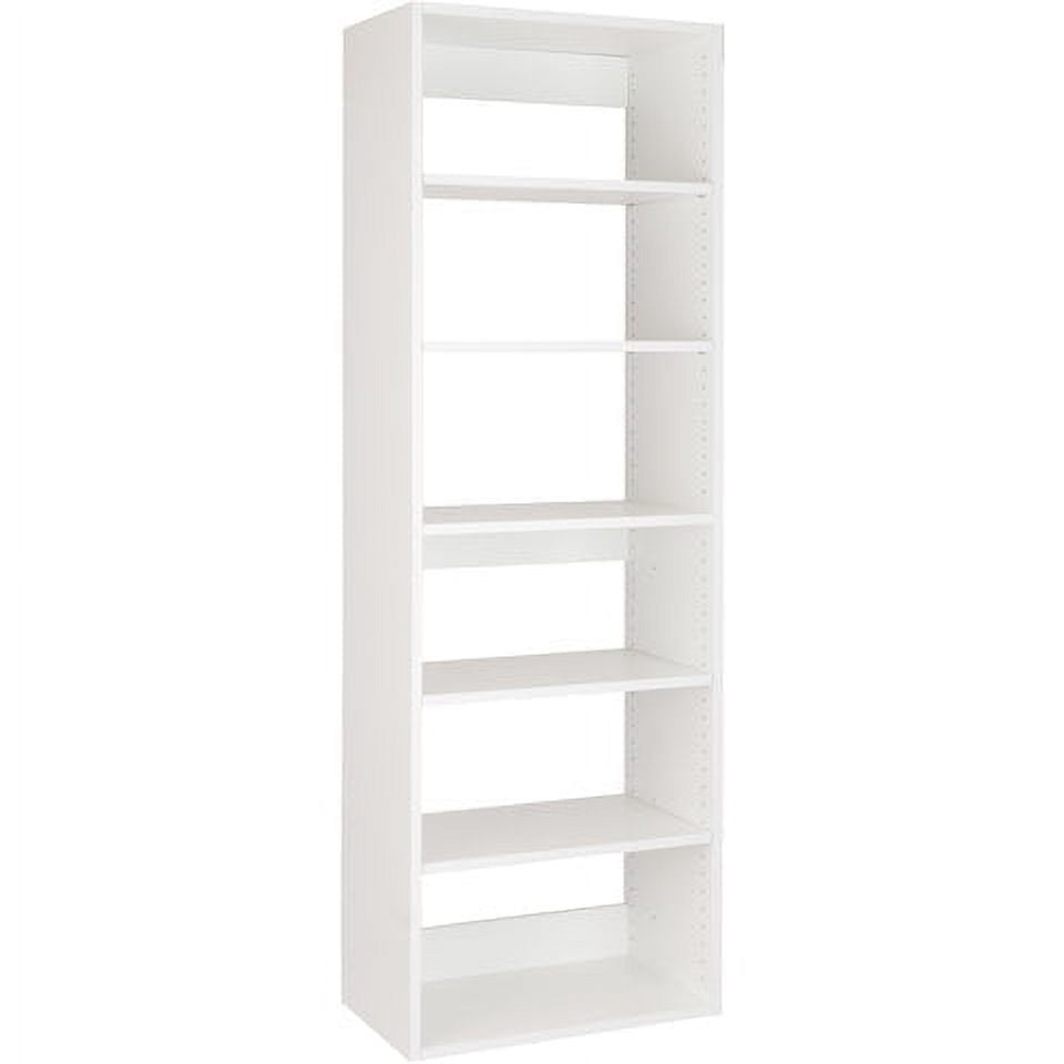 White Painted Wood 7-Shelf Closet Organizer Tower