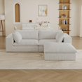 thumbnail image 1 of Modular Cloud Sectional,Deep Seat Sectional,Corduroy Fabric Double-Layer Design Detachable Cushion,Modern Sofas for Living Room Bedroom Meeting Room and Apartment (Loveseater+Ottoman(White)), 1 of 9