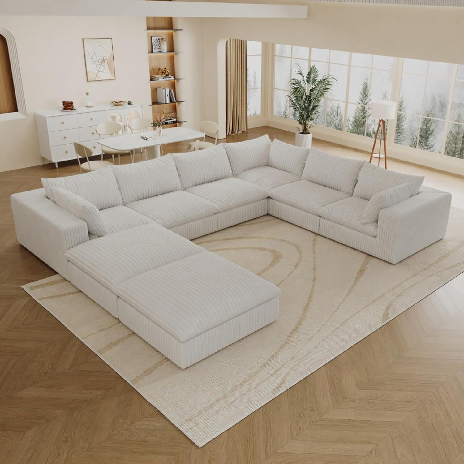 Modular Cloud Sectional,Deep Seat Sectional,Corduroy Fabric Double ...