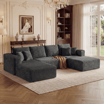 Cubente 134.7" Modular Cloud Sectional Sofa, Cloud Boneless Couch No Assembly Required U-Shaped Couches with Chaises, Oversized Sofa with 4 Seats for Living Room