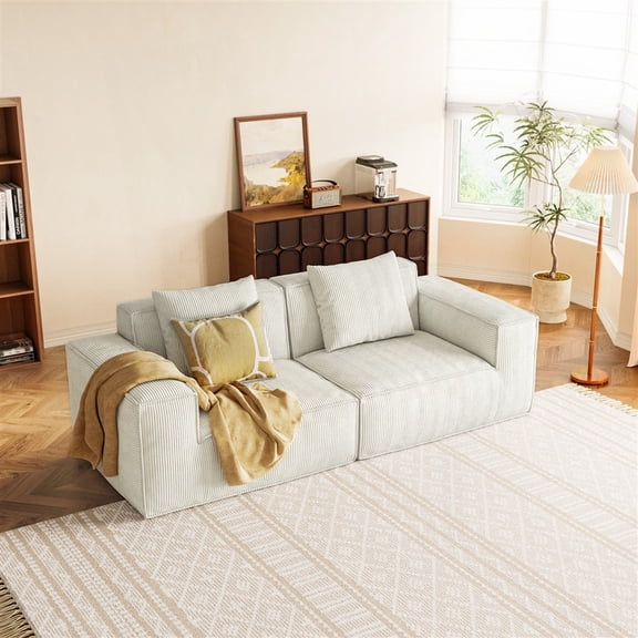 Modern Minimalist Corduroy Modular Sofa 220cm with Free Conversion