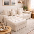 thumbnail image 1 of Modular Cloud Sofa Set, 105" DIY Sectional with Ottoman, Pure Foam, Faux Rabbit Fur Velvet, Comfortable Living Room Couch Cream White, 1 of 9