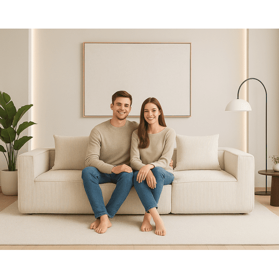 Modular Compression Sofa Set with Luxurious Corduroy Upholstery for Modern Living Rooms and Apartments, No Assembly Required, Freely Configurable Seating Solution