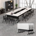 thumbnail image 1 of Modular Conference Room Tables, 4 Pack Folding Conference Tables Mobile Meeting Training Table for Office, Modern Foldable Rolling Seminar Desk(55.1in,White), 1 of 7