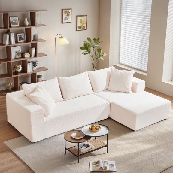Modular Convertible Sectional Sofa with Ottoman, 3 Seat L Shaped Boneless Cloud Couch for Living Room Bedroom, No Assembly Required