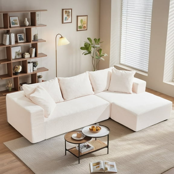 Modular Convertible Sectional Sofa with Ottoman, 3 Seat L Shaped Boneless Cloud Couch for Living Room Bedroom, No Assembly Required