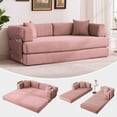 thumbnail image 1 of Modular Convertible Sofa Bed – 78.8" Oversized Sleeper Futon with Adjustable Armrests, 2 Pillows, Soft Corduroy, No Assembly, Collapsible Couch for Living Room, Bedroom, Apartment – Corduroy | Pink, 1 of 8