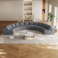 thumbnail image 1 of Modular Corduroy Curved Sectional Sofa Couch for Living Room,Corduroy Comfy Upholstered Cloud Couch，Free Combination Curved Sofa with Pillows and High-Density Foam for Salon, 1 of 4