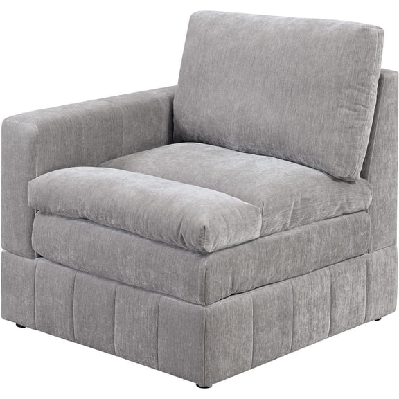 Modular Corner Chair - 33 Inch Arm Chair, Plush Cushioned Seat, Contemporary Living Room Seating, Gray