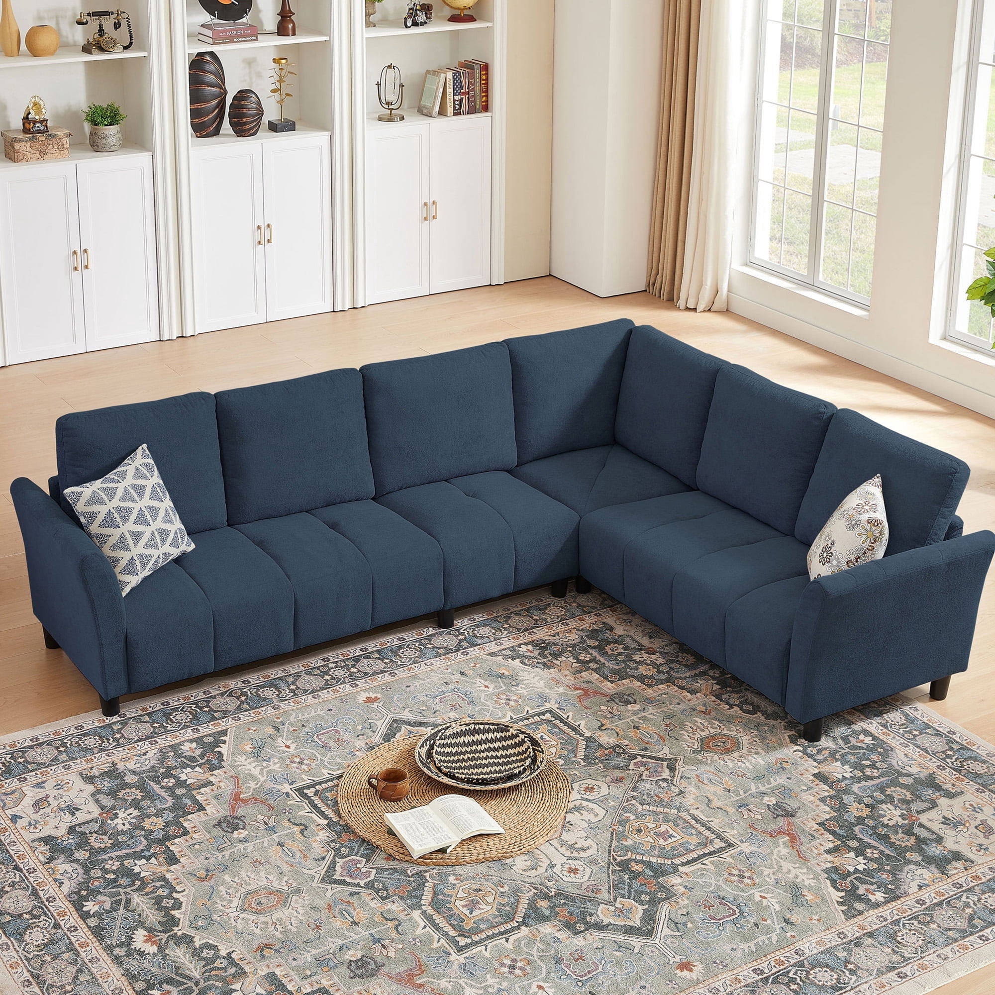 Jarenie Modular Sectional Sofa with Storage, 4-Seat U-Shaped Couch