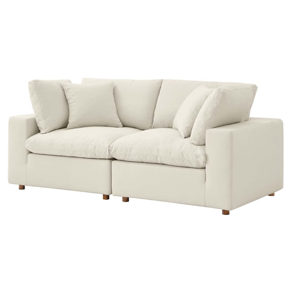 Modular Deep Sofa, Beige, Fabric, Modern Contemporary, Living Lounge Cafe Room Hotel Lobby Hospitality