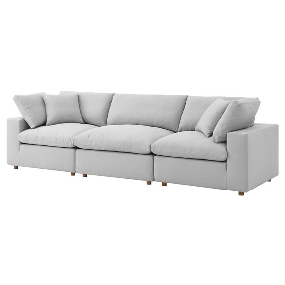 Modular Deep Sofa, Grey Gray, Fabric, Modern Contemporary, Living Lounge Cafe Room Hotel Lobby Hospitality