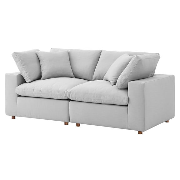 Modular Deep Sofa, Grey Gray, Fabric, Modern Contemporary, Living Lounge Cafe Room Hotel Lobby Hospitality