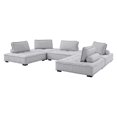 thumbnail image 1 of Modular Deep Tufted Sectional Sofa Set, Grey Gray, Fabric, Modern Contemporary French Country, Living Lounge Cafe Room Hotel Lobby Hospitality, 1 of 9