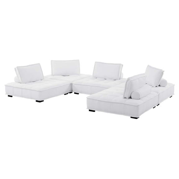 Modular Deep Tufted Sectional Sofa Set, White, Fabric, Modern Contemporary French Country, Living Lounge Cafe Room Hotel Lobby Hospitality